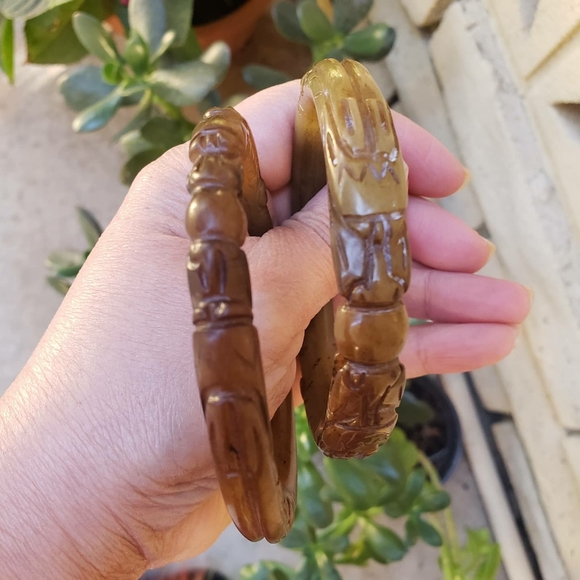 Dynasty "2 dragons Playing Pearl" Jade Bangle - Picture 5 of 8